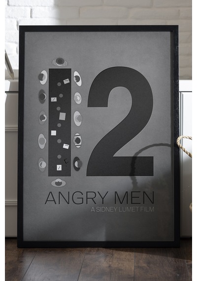 12 Angry Men Siyah Ahşap Çerçeveli Poster, Dekoratif Film Duvar Tablosu