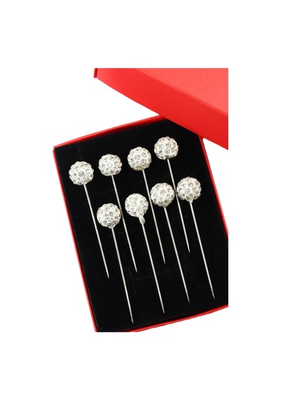 Numetal 8 Li Beyaz Taşlı Eşarp İğnesi. Şal İğnesi. Türban İğnesi. Başörtü İğnesi. Eşarp Ve Şal İğnesi. Gümüş