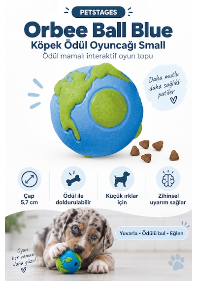 Petstages Orbee Ball Blue Köpek Ödül Oyuncağı Small