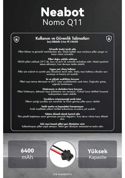 Neabot Nomo Q11 6400mah Robot Süpürge Bataryası M.ö