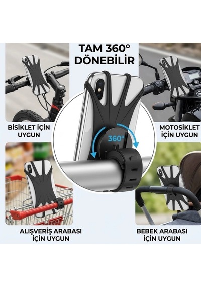 Cazibiz Esnek Silikon Örümcek Bisiklet Telefon Tutucu-448655 Çok Renkli