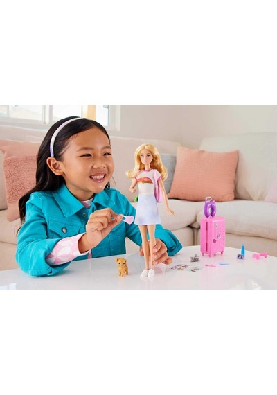 Barbie Seyahatte Bebeği Ve Aksesuarları Barbie Bebek Ve Aksesuarları, Yavru Köpeğiyle Seyahat Seti Hjy18 Genel