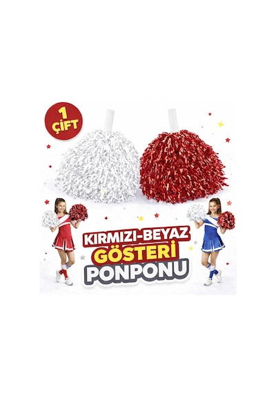 Büro Ev Ofis Etkinlik Okul Gösteri Kostümü İçin 1çift 2adet Kırmızı Beyaz Ponpon Standart