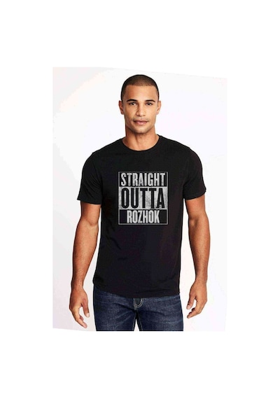 Pubg Straıght Outta Rozhok Baskılı Siyah Erkek Tshirt