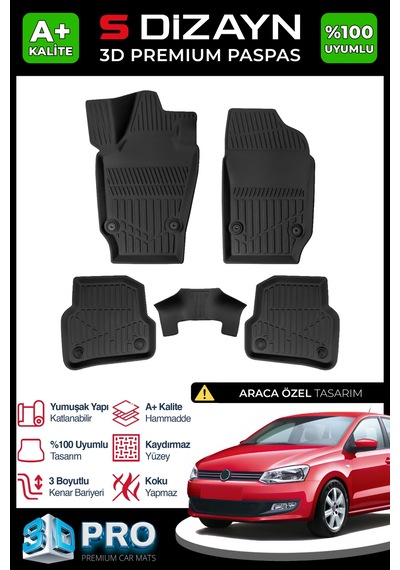 Vw Polo 5 3d Pro Havuzlu Paspas 2009-2017 A+ Kalite 3ds-sdz253