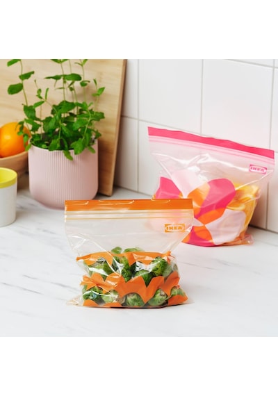Istad Kilitlenebilir Buzdolabı Poşeti, Pembe-turuncu, 2,5 Lt Ve 1,2 Lt, 50 Adet Çok Renkli
