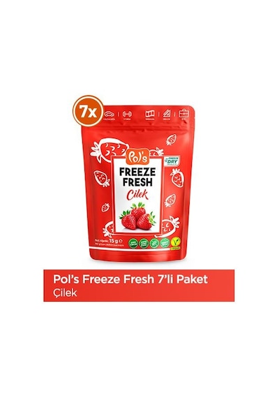 Pol's Freeze Fresh Çilek 15 G X 7 Adet Freeze Dry Dondurularak Kurutulmuş Meyve 15 G