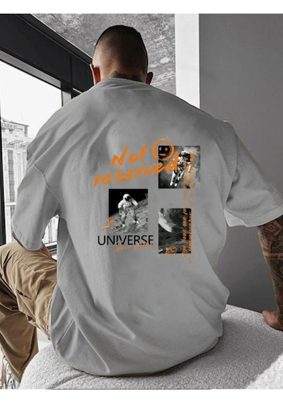 Not Reserved Baskılı Oversize Tişört Gri
