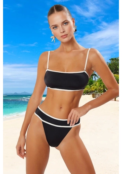 Ersefa Tasarım Bikini Takımı Yüksek Konfor Plaj Ve Havuz İçin Yaz Koleks Siyah - Beyaz Ersefa Tasarım Bikini Takımı Yüksek Konfor Plaj Ve Havuz İçin Yaz Koleks Siyah - Beyaz