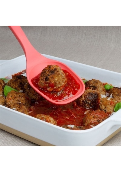 Lurch - Platin Silikon Servis Kaşığı 33,5 Cm Somon - Yanmaz, Yapışmaz, Bükülmez, Çizmez, Tat Ve Koku Bırakmaz - 240074