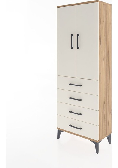 Arges Dolap 3 Raflı 4 Çekmeceli 2 Kapaklı 60x30x163 Çam-aytaşı Atlas Çam