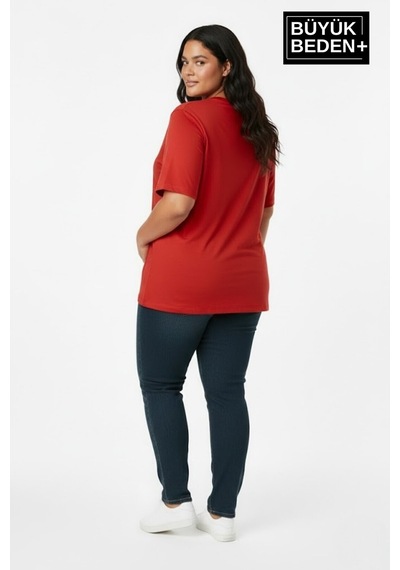 Superlife Kadın Büyük Beden Ar Baskılı 3xl-6xl Bisiklet Yaka Tshırt Spr26btsk510-1 Kırmızı Superlife Kadın Büyük Beden Ar Baskılı 3xl-6xl Bisiklet Yaka Tshırt Spr26btsk510-1 Kırmızı
