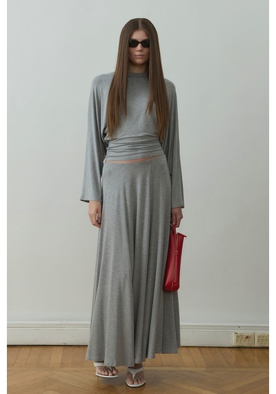 Suud Collection Gri Sophia Yarasa Kol Bluz