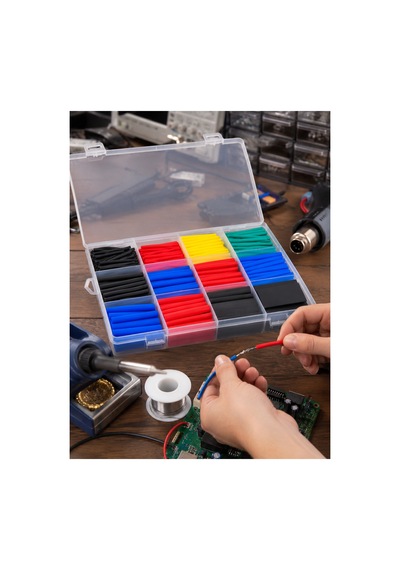 Heat Shrink Tube Organizer Kutulu 560 Parça Kablo İzolasyon Seti 12 Ölçü 5 Renk