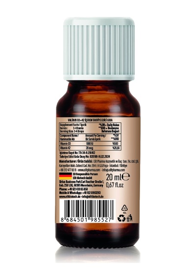 Vitamin D3 + Vitamin K2 Drops 20 Ml