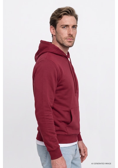 AC&Co / Altınyıldız Classics Standart Fit Normal Kesim Kapüşonlu Kanguru Cepli Pamuklu Erkek Sweatshirt Bordo