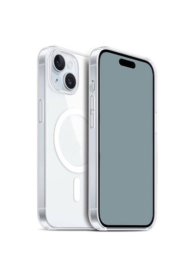 Apple Uyumlu iPhone   15 Kılıf   Magsafe Wireless Şarj Destekli Sert Şeffaf Darbe Emici Kapak Embos