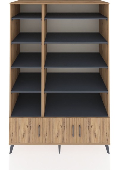 Kronos Dolap 10 Raflı 3 Kapaklı 132x59x195 Çam-çam/antrasit Çam
