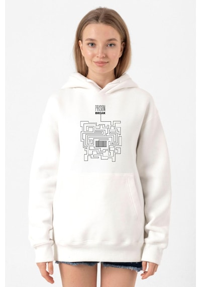 Prison Break Labyrinth Beyaz Kadın 3ip Kapşonlu Sweatshirt Beyaz