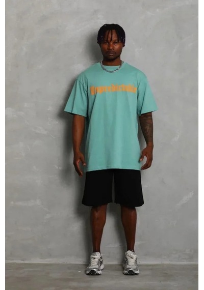 Yake Store Erkek Baskılı T-shirt Kısa Kol Bisiklet Yaka Regular Fit Rahat Kalıp Günlük Tişört - Mint Yeşili - Mint Yeşili Yeşil