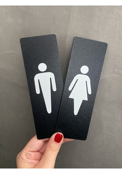 Siyah Mdf Serisi Wc Kadın&erkek Set Yönlendirme Levhası