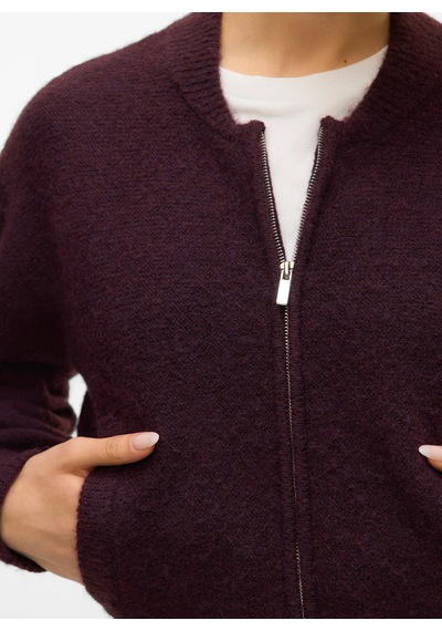 Vero Moda Bordo Kadın Fermuarlı Kazak Vmhanna Ls O-neck Zıpper Cardıgan B