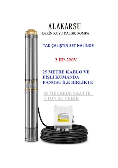 Alakarsu 4''Italyan Teknoloji 2 Hp Dalgıç Pompa 125 Mt Kapasiteli