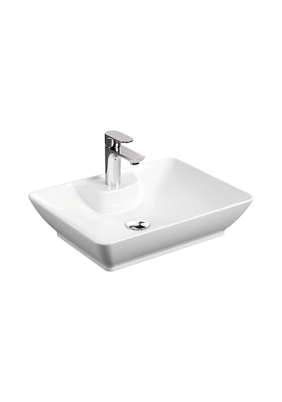Q-Smooth Line Tezgah Üstü Lavabo Batarya Delikli 52x40 CM Beyaz