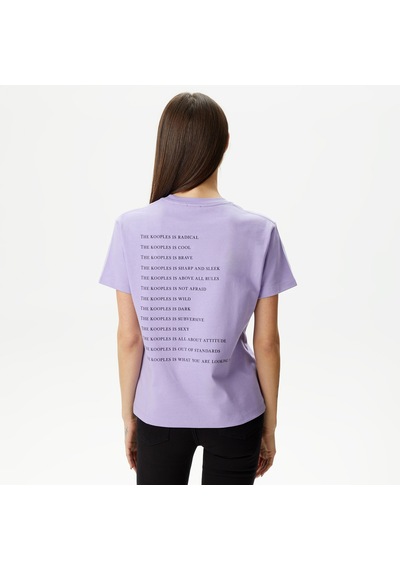The Kooples Kadın Baskılı Bisiklet Yaka Mor T-shirt