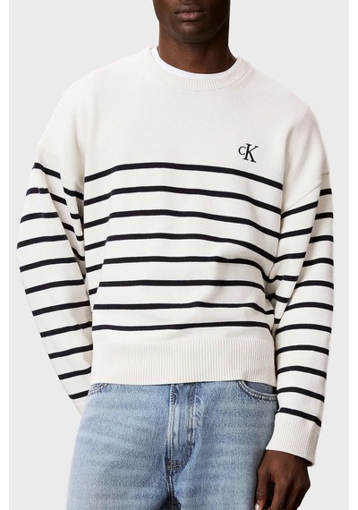 Calvin Klein Pamuk Ve Kaşmir Karışımlı Relaxed Fit Logolu Kazak Lv04rg305gyas Erkek Kazak Lv04rg305g Yas Krem