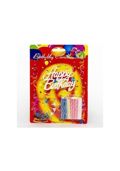 Tr Rengarenk Mumlu Beyaz Happy Birthday Yazılı Doğum Günü Mumu 12 Adet Diğer