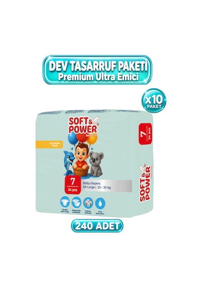Bebek Bezi No:7 Xxlarge 20-30 Kg 24'lü 10 Paket 7 Numara