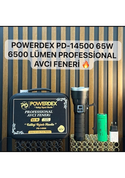 Powerdex Pd-14500 65w 6500 Lümen Profesyonel Avcı Feneri Güçlü El Feneri Uzun Menzilli El Feneri Siyah