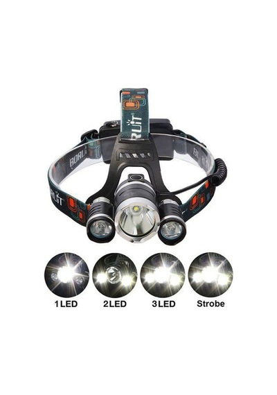 Boruıtt6 Kafa Feneri 5000 Lumens 3xcree Xm-T6+2r5 Lamba Led Kamp Çok Renkli
