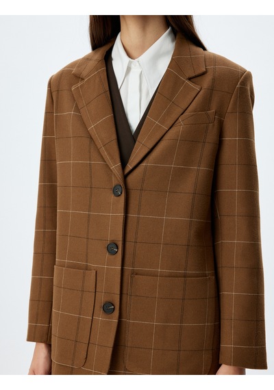 Koton Cepli Düğmeli Kruvaze Blazer Ceket Kahverengi Ekose 5wak50119uw Kahverengi Ekoseli Koton Cepli Düğmeli Kruvaze Blazer Ceket Kahverengi Ekose 5wak50119uw Kahverengi Ekoseli