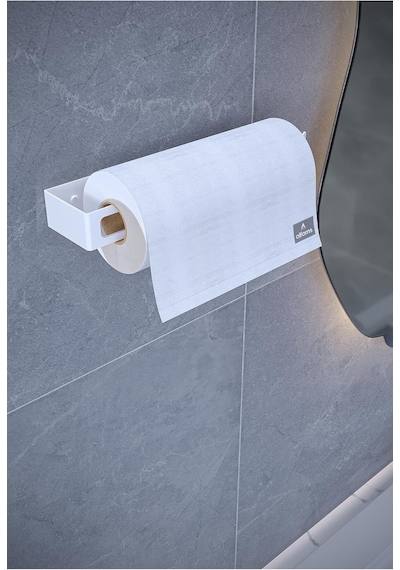 Metal Havluluk Beyaz Minimal & Dayanıklı Duvar Tipi Askı Modern Banyo Kağıt Havlu Tutac