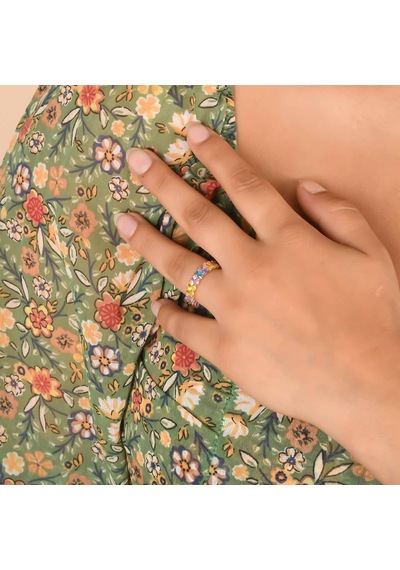 Renkli Zirkon Oval Taşlı Rose Altın Kaplamalı Tam Tur Gümüş Yüzük Gümüş - Pembe Altın Renkli Zirkon Oval Taşlı Rose Altın Kaplamalı Tam Tur Gümüş Yüzük Gümüş - Pembe Altın