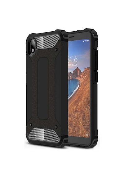 Kilifone - Xiaomi Uyumlu Redmi 7a - Kılıf Çift Katman Zırh Tank Crash Military Kapak - Siyah