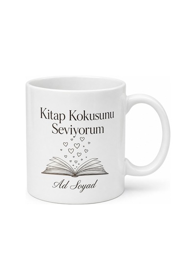 Kitap Kokusunu Seviyorum Yazılı Kupa Bardak Kitap Kurdu Hediye Beyaz / Çok Renkli