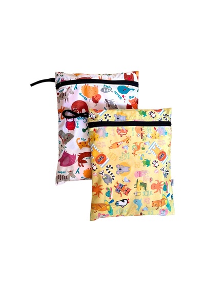 2 Adet, 37 X 30 Cm, Summer Ve Zoo Desen, Sıvı Geçirmeyen Çok Amaçlı Çanta, Ekonomik Set, Yıkanabilir, Fermuarlı Askılı Tote Bag Diğer