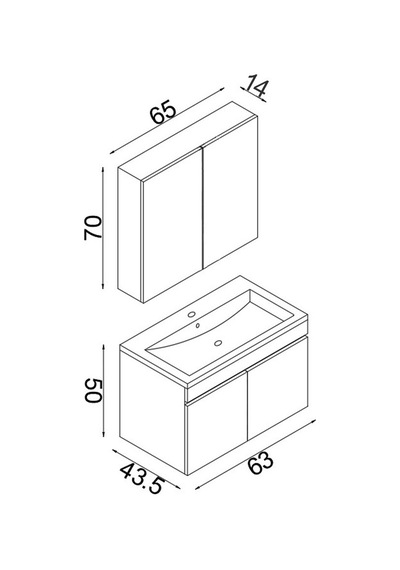 Teta Home Tokyo 65 Cm Mdf Banyo Dolabı Seti Atlantik Çam Atlantik Çam
