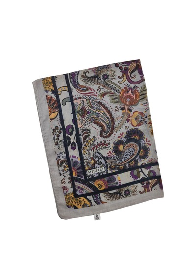 Mim Eşarp Mısırlı Eşarp Etnik Desenli Pamuklu Şal 75x190 Cm Açık Taş