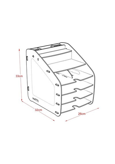 Mingitav Design Otto Large Modest - 6 Renk A4 Evrak Rafı Masaüstü Organizer Düzenleyici Ceviz Genel