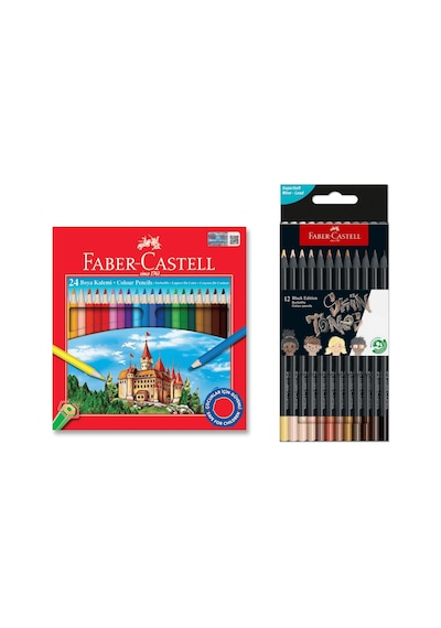 Faber Castell 24 Renk Kuru Boya Ve 12 Renk Skin Tones Ten Renkleri İkisi Birarada Set Çok Renkli