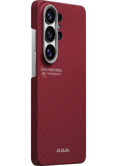 Galaxy S26 Ultra Kılıf M-safe Uyumlu Aramid Fiber Pitaka Harvard University Serisi Kapak Kırmızı