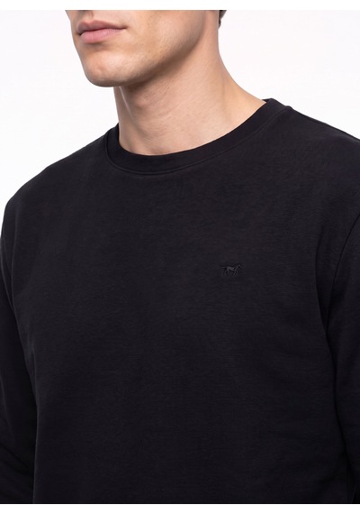 Mustang Siyah Erkek Basic Nakışlı Sweatshirt M6wm-swt1590