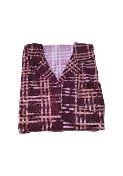 Çağrı Kadın Kışlık Süet Uzun Kollu Önü Düğmeli Pijama Takımı Kiremit