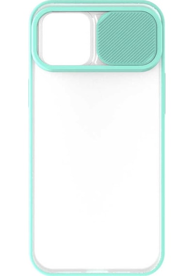 Noktaks - Apple Uyumlu iPhone 12 - Kılıf Slayt Sürgülü Arkası Buzlu Lensi Kapak - Sarı