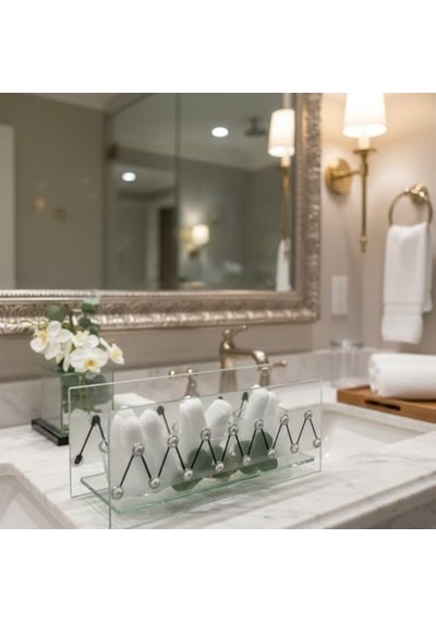 Cam Dekoratif Zikzak Tasarımlı Şamdan 20x9 Cm Tealight Ve Banyo Düzenleyici Modern Ev Ofis Masaüstü Aksesuar Çok Renkli