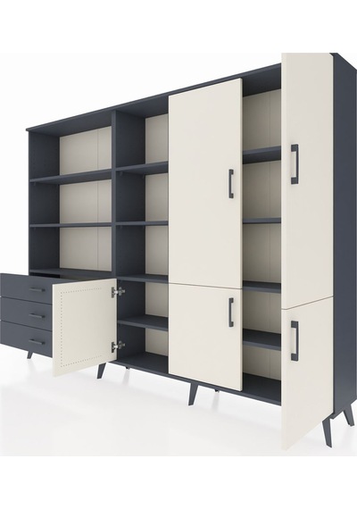 Arges Dolap 11 Raflı 3 Çekmeceli 5 Kapaklı 220x30x163 Antrasit-ay Antrasit-aytaşı/antrasit Arges Dolap 11 Raflı 3 Çekmeceli 5 Kapaklı 220x30x163 Antrasit-ay Antrasit-aytaşı/antrasit